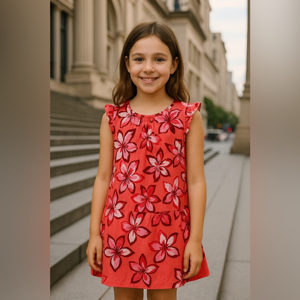 Kate Spade Girls Drop Waist Flutter Sleeve Cotton Dress, sz 10, MSRP $88